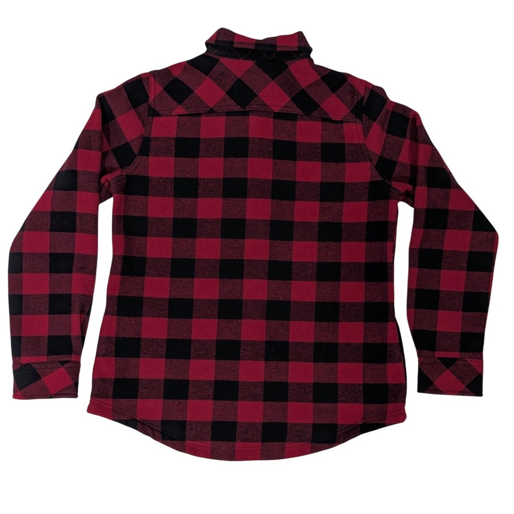ORVIS Red Black Buffalo Plaid Fleece Lined Shacket Snap Button Gorpcore S‎ - Picture 8 of 12